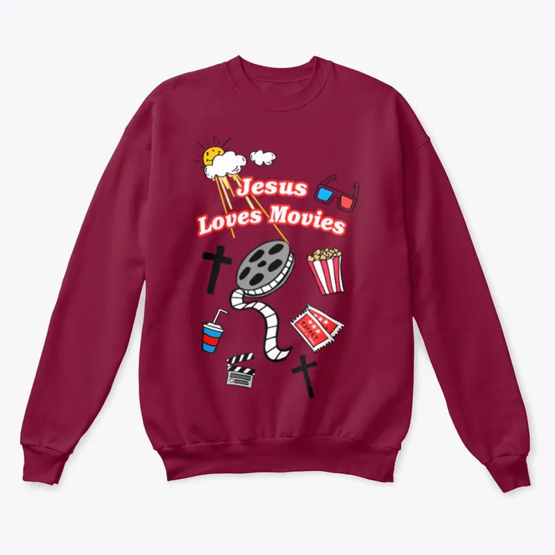 Comfy Jesus Loves Movies Sweater